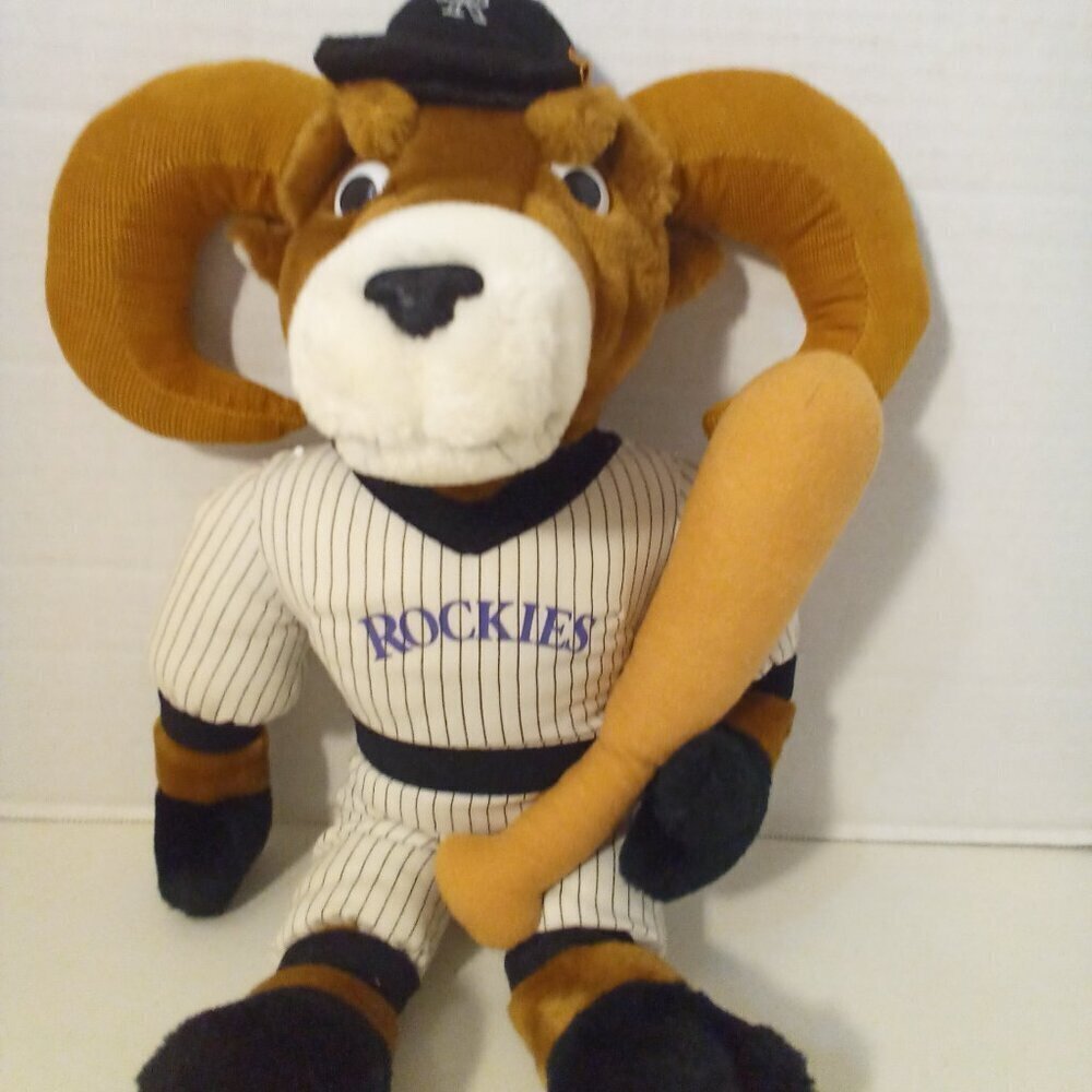 Colorado Rockies Ram Plush 16" Holding Baseball Bat MLB Steven Smith